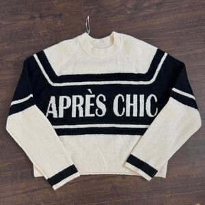 H&M Women's Black and Cream Sweater S